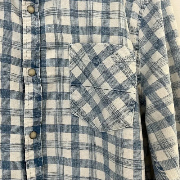 Buffalo David Bitton Shirt Large Blue Plaid Button Down Western Pearl Snaps - Picture 8 of 12